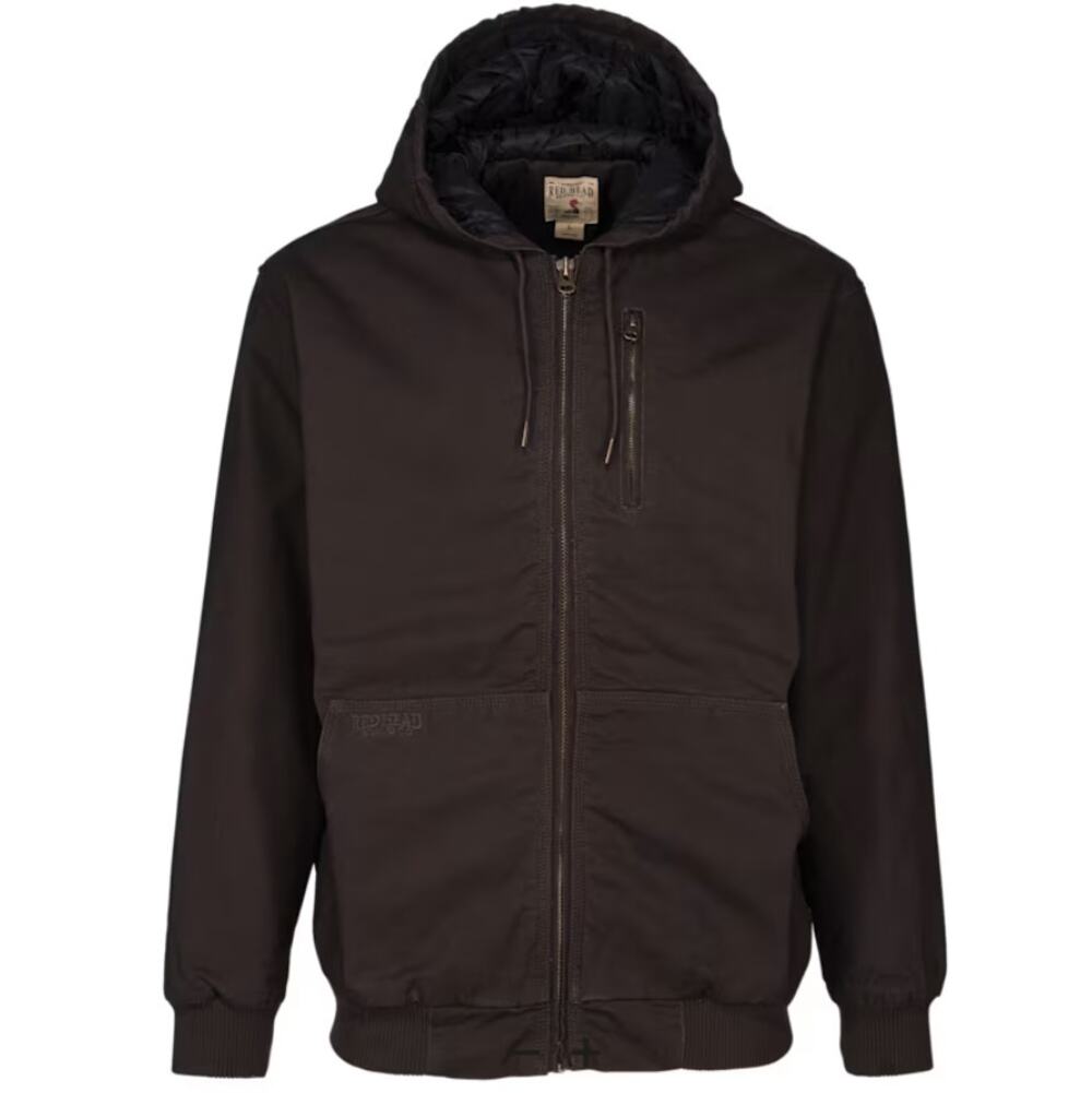 New REDHEAD Men's Buffalo Washed Canvas Hooded Heavy Jacket Black/Deep Green